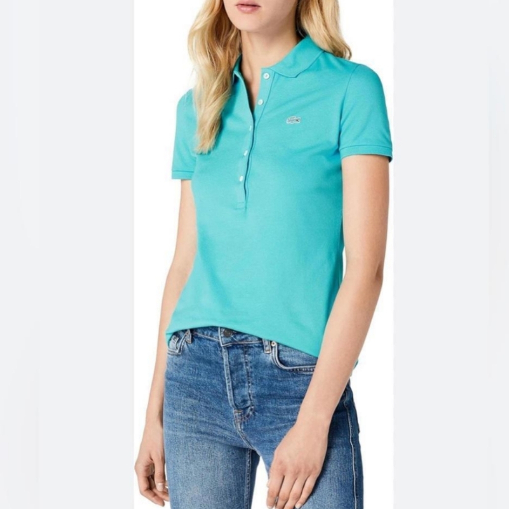 Lacoste Short Sleeve Polo turquoise green, Size 44, medium
